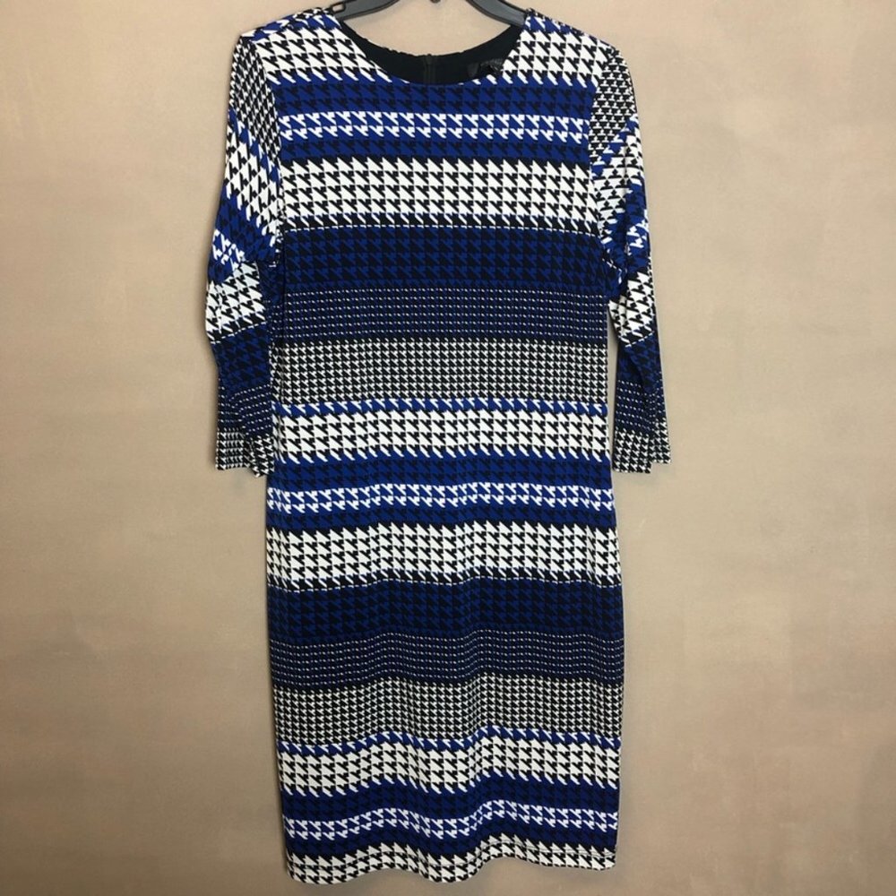 !SALE! EUC Karen Kane blue/black houndstooth dress XL